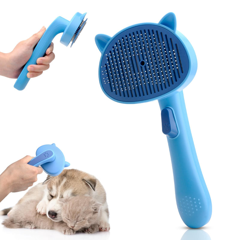 Cat brush, dog brush, pet brushes, self-cleaning pet brush, pet brush for cats and dogs with short, medium, long hair for removing undercoat, loose fur and dirt - PawsPlanet Australia