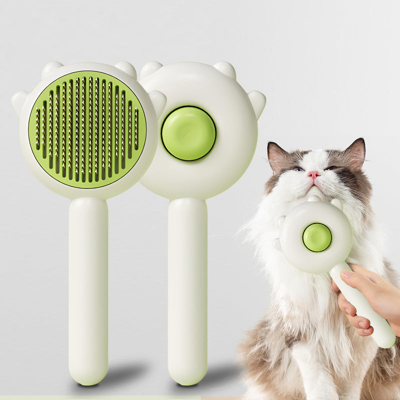 absob Grooming Brush for Cats and Dogs Self-Cleaning Slicker Brush for Removing Loose Undercoat Tangles and Matted Hair Fur Brush for Short or Long-Haired Cats/Dogs (White-B) Cat Paw White - PawsPlanet Australia
