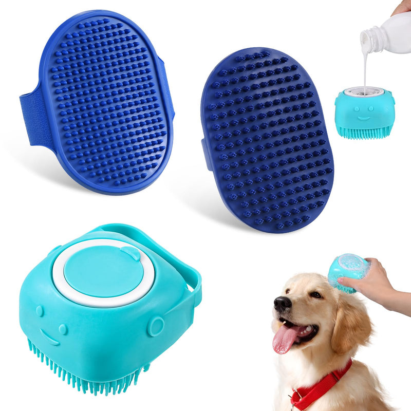 Fanshiontide 3 pieces dog brush short hair bath brush, soft rubber curry comb dogs and cats bath brush with massage effect, soothing adjustable ring handle, removes loose top hair, dust and dirt - PawsPlanet Australia