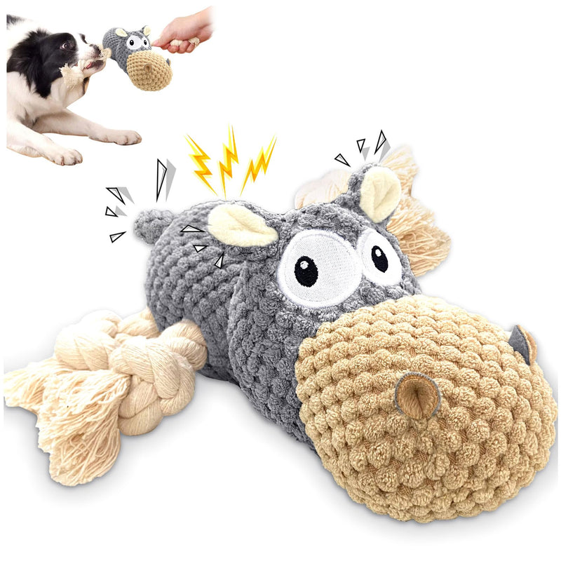 AEITPET Dog Toy for Large and Small Dogs, Stuffed Toy Dog Toys Dog Toy Squeaky Plush with Crinkle Paper, Puppy Toy Cuddly Toy for Dogs Grey_Hippopotamus - PawsPlanet Australia