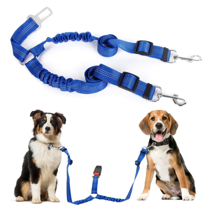 Dog seat belt for car, adjustable seat belt 52-75 cm, adjustable dog seat belt for travel, elastic dog seat belt double-headed for dogs, cats and car blue - PawsPlanet Australia