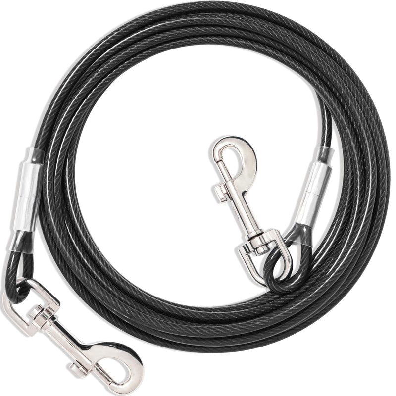 Tie Out Leashes for Dogs, 3/6/9/15m, Tie Out Cables for Dogs Yard Leash, Yard Leash for Medium to Large Dogs (Black, 3m) 3m Black - PawsPlanet Australia