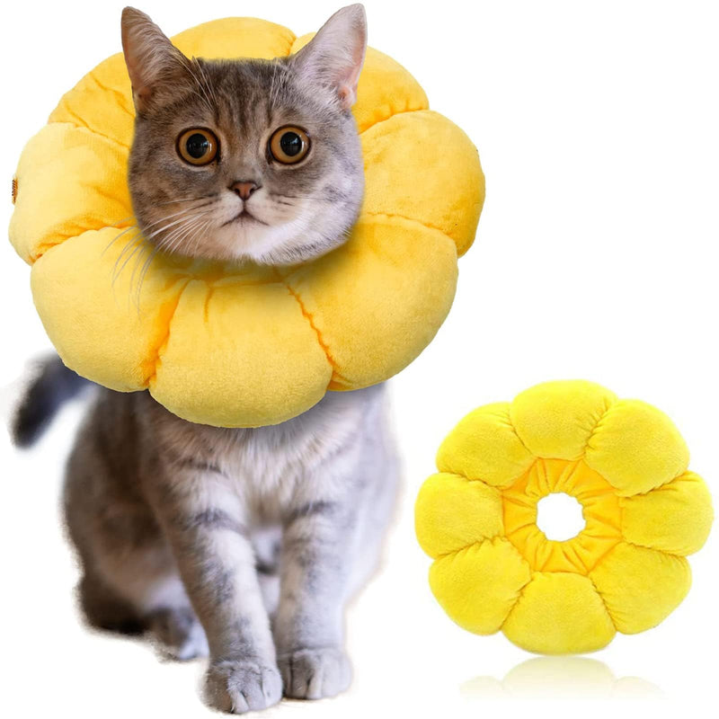 IOSPKKIO® Cat Neck Brace, Adjustable Neck Brace Cat Collar for Cats Small Dogs After Surgery, Soft Sunflower Cat Recovery Collar Cone, M - PawsPlanet Australia