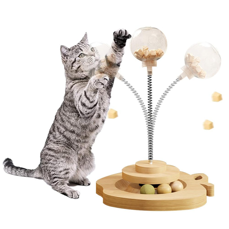 Interactive cat toy made of wood, interactive cat toy food, cat intelligence toy, cat wooden toy, wooden cat toy, intelligence cat toy, interactive food toy cat E - PawsPlanet Australia