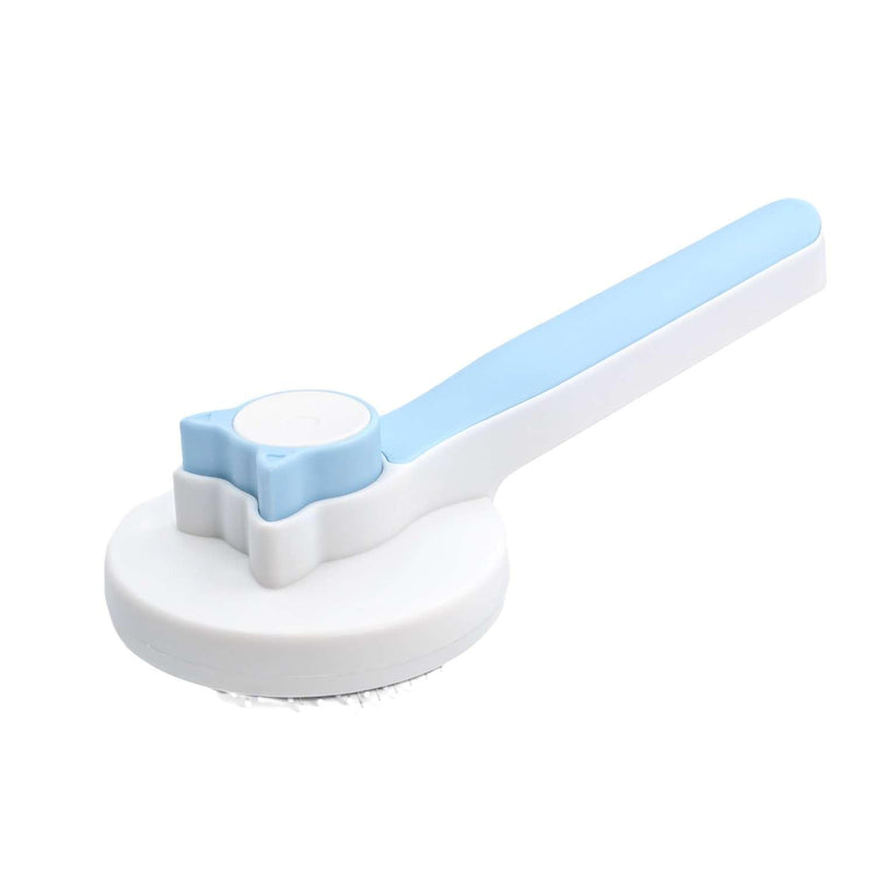 Intirilife cat brush dog brush in blue - white - 18.8 x 7.5 x 5 cm - pet fur brush with push button for removing hair, self-cleaning blue - white - PawsPlanet Australia