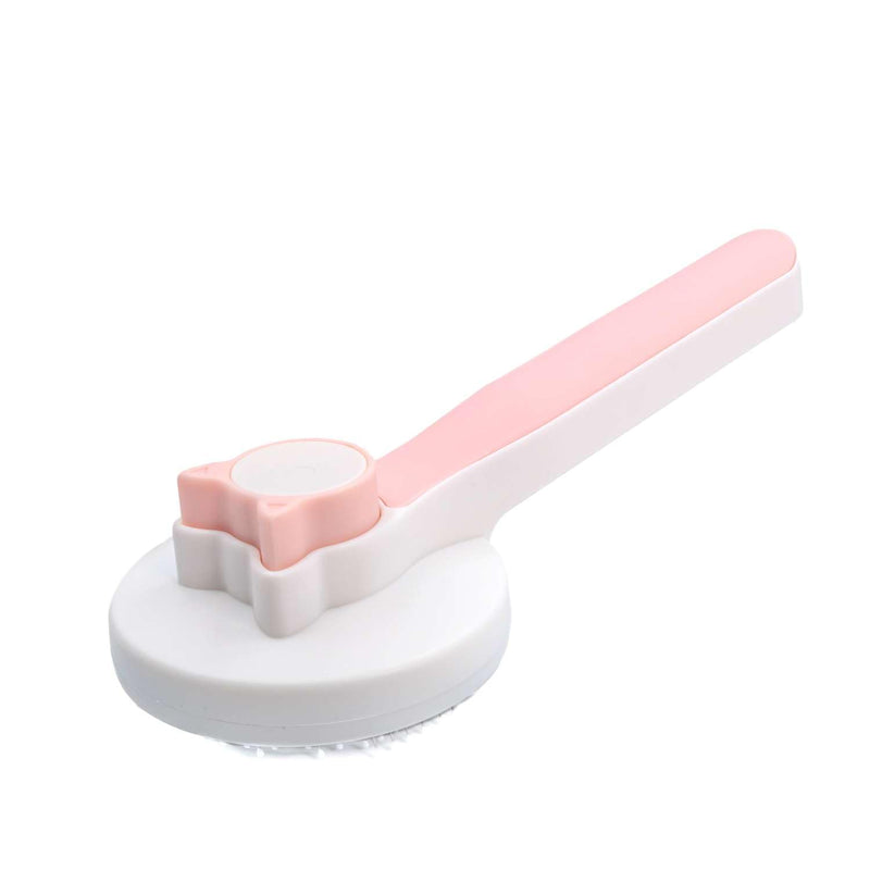 INTIRILIFE Cat Brush Dog Brush in Pink - White - 18.8 x 7.5 x 5 cm - Pet Fur Brush with Push Button for Removing Hair Self-Cleaning Pink - White - PawsPlanet Australia