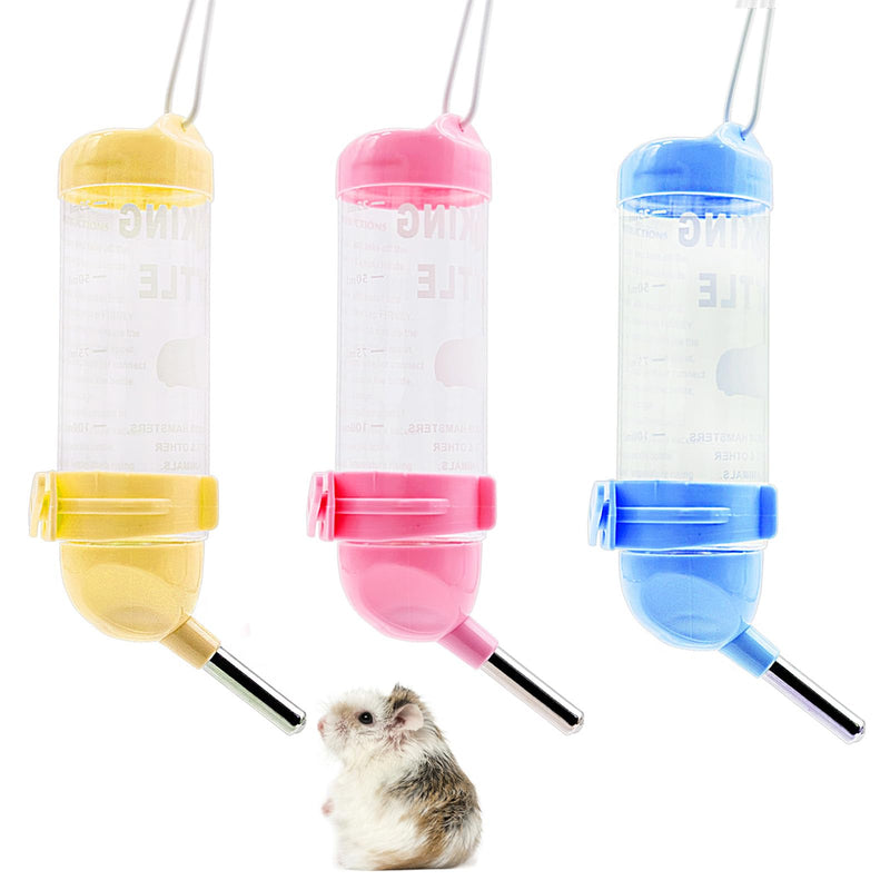 Puoxbim Pack of 3 Hamster Drinkers 125ml Pet Drinking Water Bottles for Small Animals Round Head Hamster Water Bottle Vacuum Leakproof Bite Resistant - PawsPlanet Australia