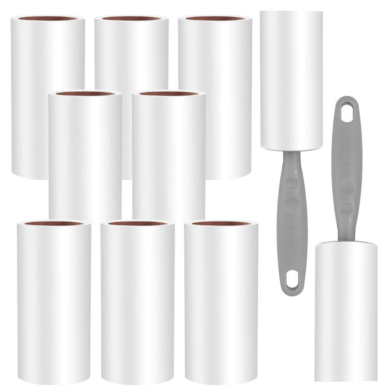 Lint Roller, 10 Rolls Extra Sticky Lint Roller, Pet Hair Remover Extra Sticky Lint Roller with 2 Dispensers for Pet Hair Clothes Sofa Bed Cat Hair Dog Hair (60 Sheets/Rolls) - PawsPlanet Australia