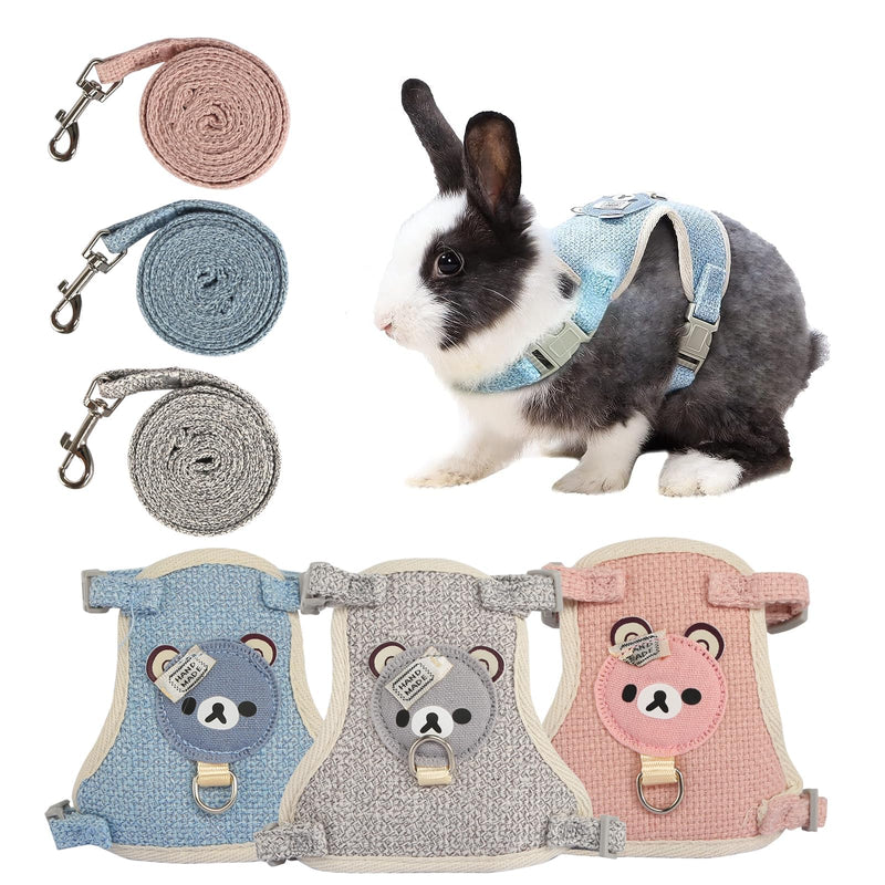 Pack of 3 Rabbit Leash 120 cm Adjustable Cat Harness Rabbit Harness Rabbit Leash Dwarf Rabbit Rabbit Leash for Dwarf Rabbits Cat Harness Set with Leash for Cats Cat Harness (3-6 kg) 3-6 kg - PawsPlanet Australia