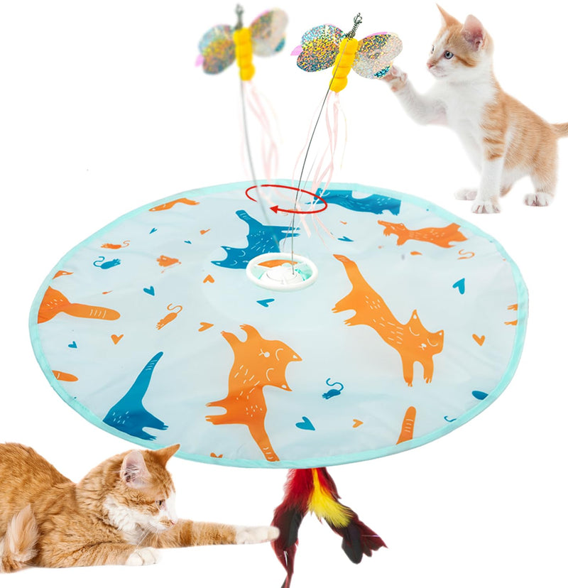 Petiepaw 2 in 1 Cat Toy, Indoor Interactive Cat Toy, Rechargeable Motion Activated Automatic Cat Hunting Toy/Moving Butterfly/Feather Kitten Toy - PawsPlanet Australia