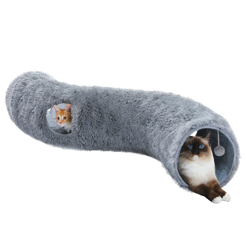 PAWZ Road Plush Cat Tunnel for Indoor Cats, Multifunctional Cat Toy Gray Shape S - PawsPlanet Australia