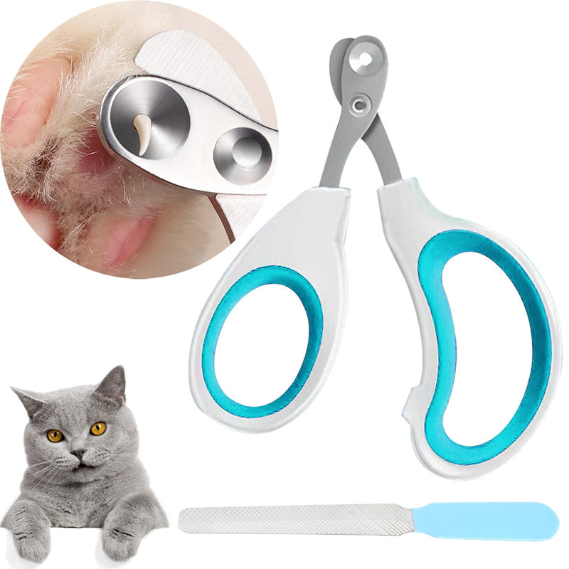 BSITSSS Cat Claw Scissors, Professional Cat Nail Scissors Claw Scissors for Dogs, Small Cats Claw Cutter, Cat Accessories Cat Nail Clipper Ideal for Small Dogs Puppies Cats With File (Blue) Blue - PawsPlanet Australia