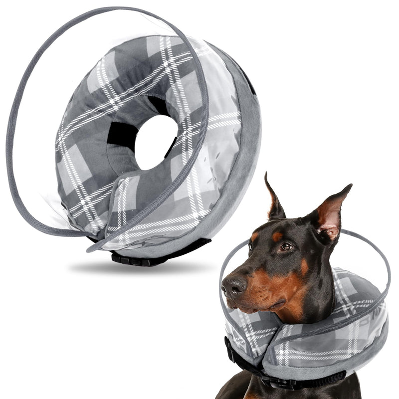 Inflatable Neck Brace for Dogs, Protective Collar for Dogs & Cats, Inflatable Collar for Recovery After Operations or Wounds, Leak Protection Inflatable Neck Brace, Protective Collar Dog Collars Gray M - PawsPlanet Australia