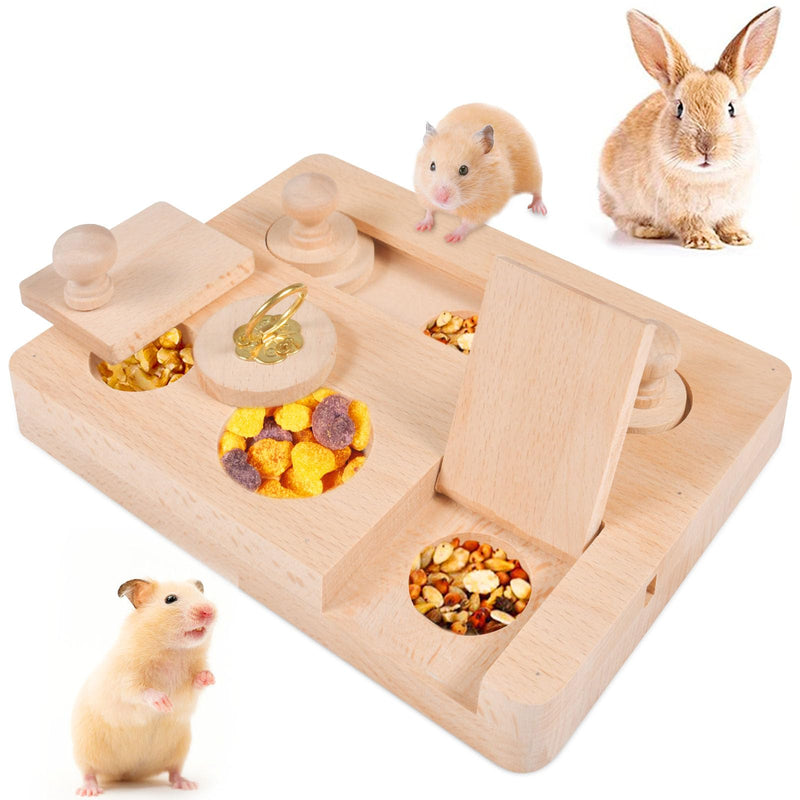 Funmo guinea pig toy, hamster toy made of wood, small animal toy, 6 in 1 wooden toy for foraging, for hamsters, guinea pigs, chinchillas, gerbils, dwarf hamsters - PawsPlanet Australia