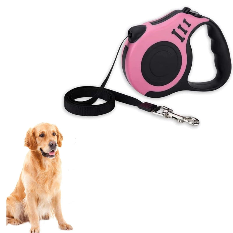 Automatic Dog Leash Kitten Retractable Leash Small Animals Long Dog Leash Retractable Leashes for Dogs Non-Slip Soft Rubber Handle Tangle-Free Extendable Dog Leash 5M for Small Medium Dogs Pink - PawsPlanet Australia