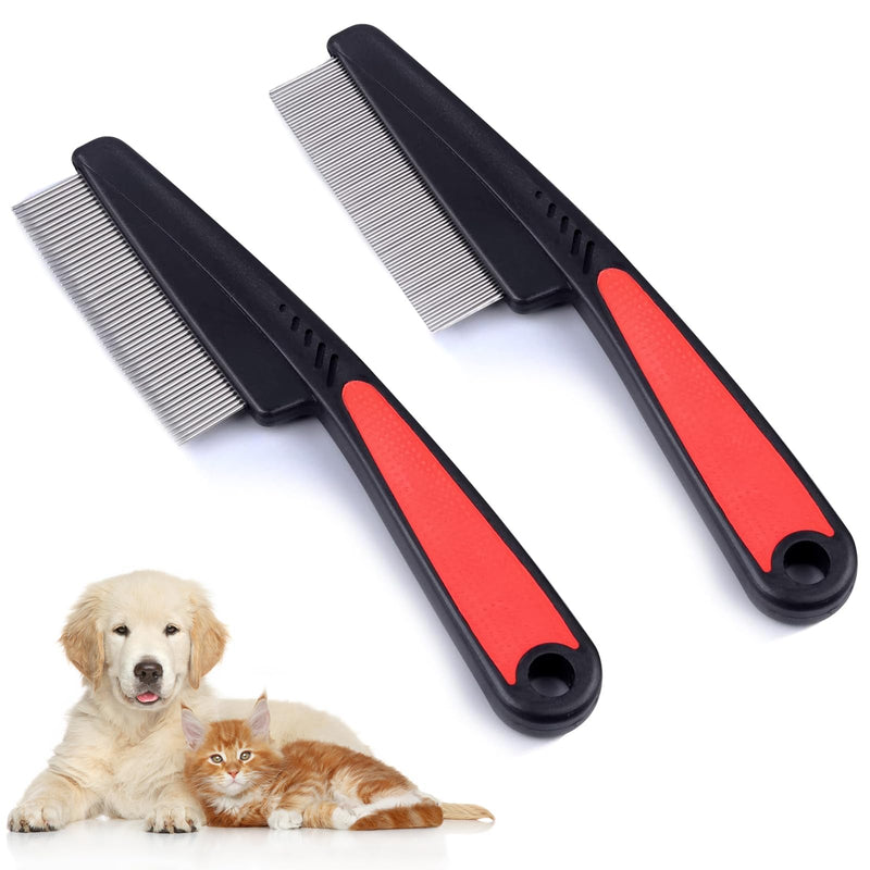 Monsully Pack of 2 Flea Combs for Dogs and Cats, Pet Dust Comb, Professional Dog Cat Lice Comb, Dust Comb, Flea Comb, Coarse and Fine Teeth, Stainless Steel Lice Comb - PawsPlanet Australia