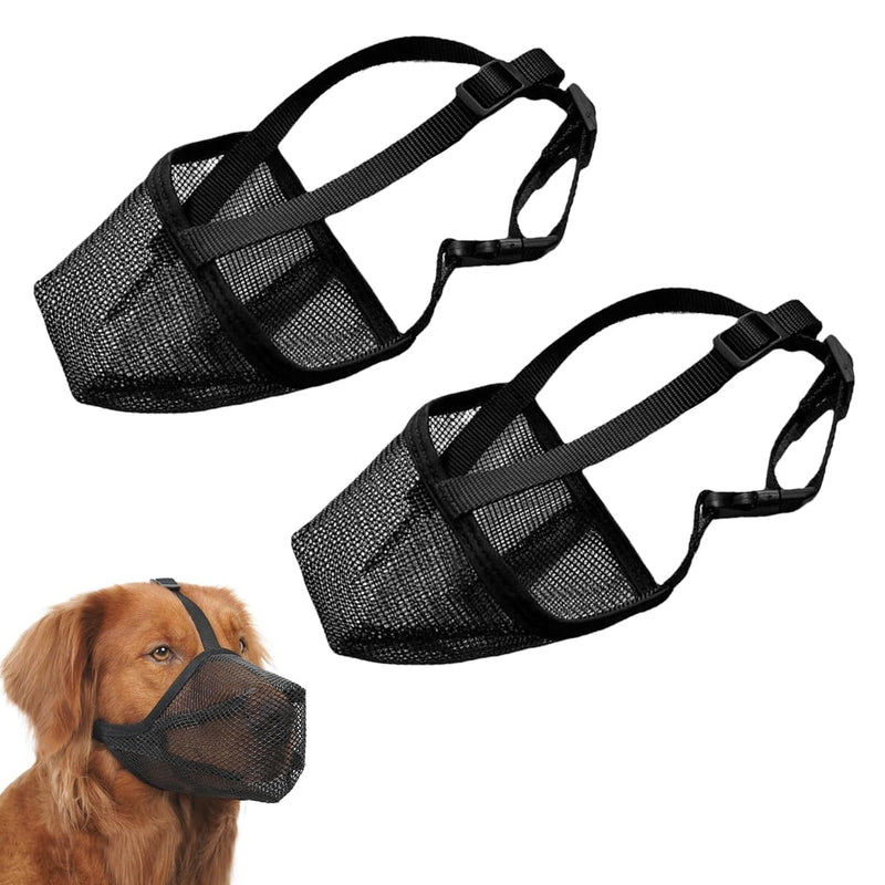 Pack of 2 Muzzles for Small Large Dogs, Breathable Pet Mesh Muzzles, Adjustable Breathable Dog Muzzle, with Adjustable Shoulder Strap and Buckle, for Small to Medium Dogs (M) M - PawsPlanet Australia
