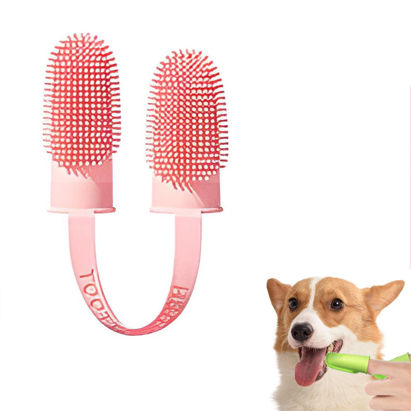 zoerbufan Dog Toothbrush Fingerling Silicone, 360° Fully Wrapped Bristles Anti-Plaque Finger Dog, Reusable Pet Finger Toothbrush for Small, Medium and Large Dogs (Pink) Pink - PawsPlanet Australia