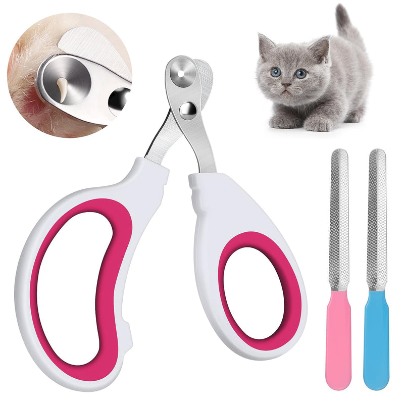 Leikedun Professional 2mm Hole Tapered Cat Nail Clipper Stainless Steel for Puppies, Rabbits, Birds and Small Animals with 2 Claw Files - PawsPlanet Australia