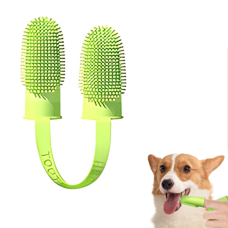 zoerbufan Dog Toothbrush Fingerling Silicone, 360° Fully Wrapped Bristles Anti-Plaque Finger Dog, Reusable Pet Finger Toothbrush for Small, Medium and Large Dogs (Green) Green - PawsPlanet Australia
