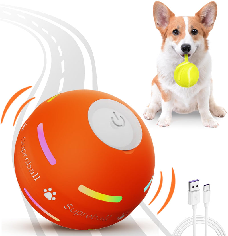 Petiepaw Interactive Dog Ball Toy, Durable Automatic Rolling Ball for Puppies/Small/Medium Dogs, USB Rechargeable - PawsPlanet Australia