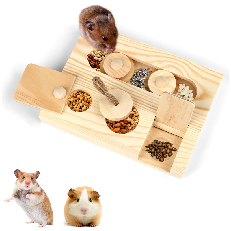 Encuryna Hamster Toy, Guinea Pig Toy, 6 in 1 Wooden Toy for Foraging, Interactive Treat Toy for Bunnies, Chinchilla Hamsters, Guinea Pigs, Gerbils - PawsPlanet Australia