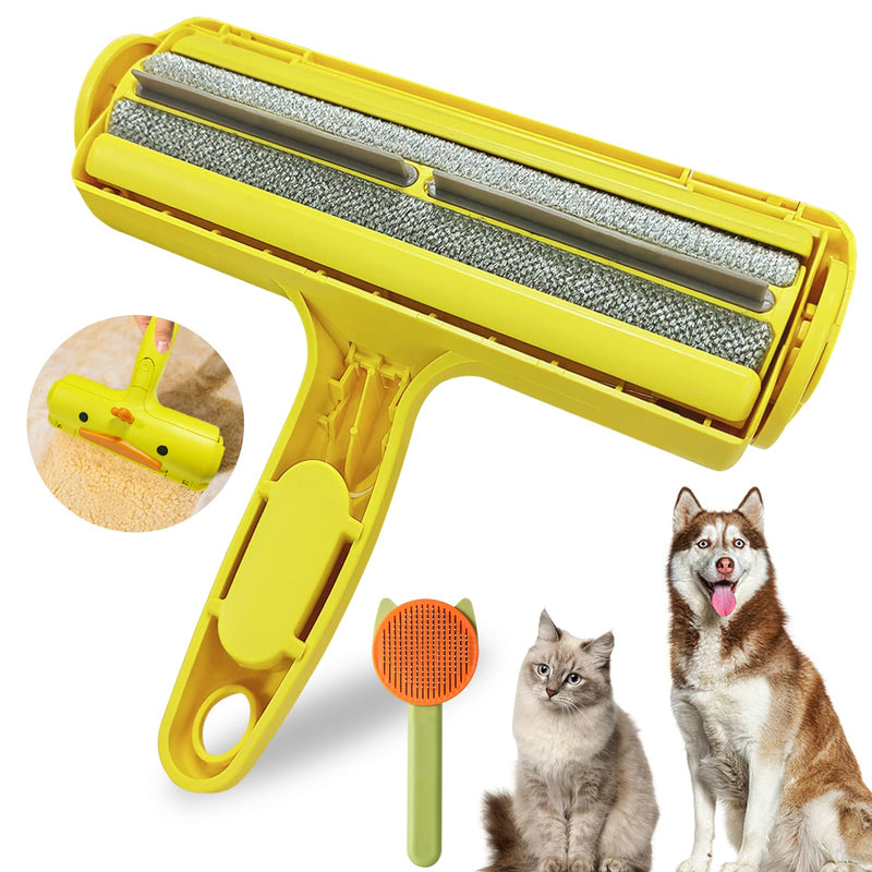 Pet hair remover lint roller, lint roller for dog hair and cat hair, reusable pet brushes, cat brush, dog brush, self-cleaning fur brush cat for sofa, bed, carpet - PawsPlanet Australia