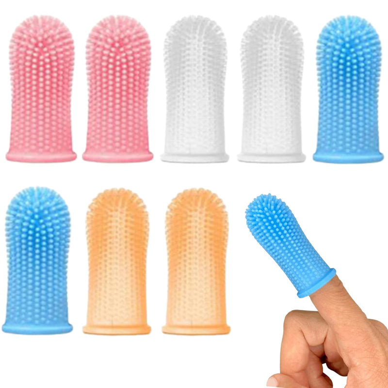 Pack of 8 Dog Toothbrushes, Silicone Dog Toothbrush, Finger Toothbrush, 360º Pets Teeth Cleaning Toothbrush for Dogs, Cats, Dental Care with Storage Box for Small, Medium and Large Dogs (4 Colors) - PawsPlanet Australia