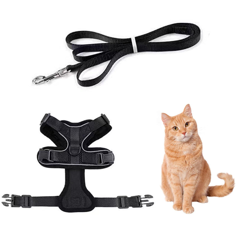 Cat Leash, Cat Harness Cat Leash with Harness for Cat Chest Harness Cat Harness Cat Set Escape-Proof Adjustable Cat Vest Black S (Black) - PawsPlanet Australia