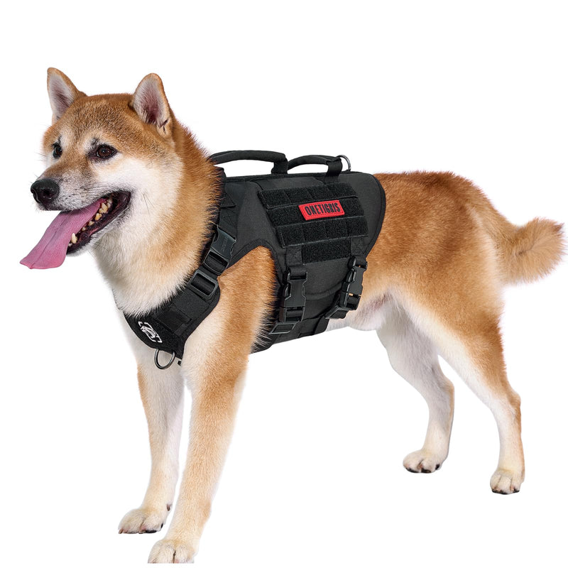 OneTigris Dog Harness, X Destroyer Tactical Harness Dog 3 Handles Heavy Duty Dog Vest with Metal Buckles - Black S - PawsPlanet Australia