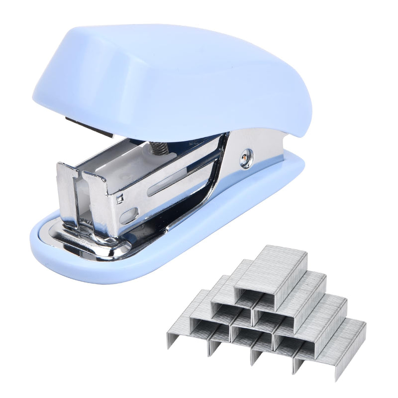 Volumoon Mini Stapler Set 26/6, Stapler Set, Small Stapler, Portable Stapler with 830 Staples, Manual Table Stapler with Staples for Schools, Workplaces, Families (Blue) Blue - PawsPlanet Australia