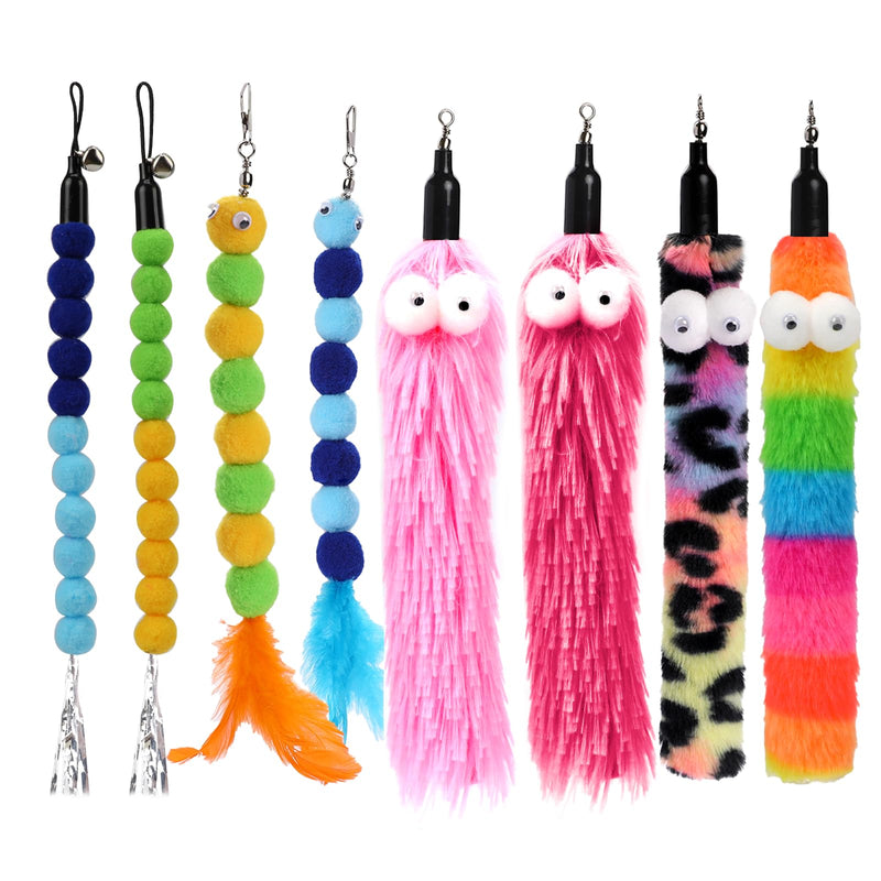 Pack of 8 Cat Toys, Interactive Cat Toys Replacement Cat Worm Toys Refills Cat Stick Replacement Worms Cat Toys Interactive Worms Cat Toys for Kittens and Cats (A) - PawsPlanet Australia