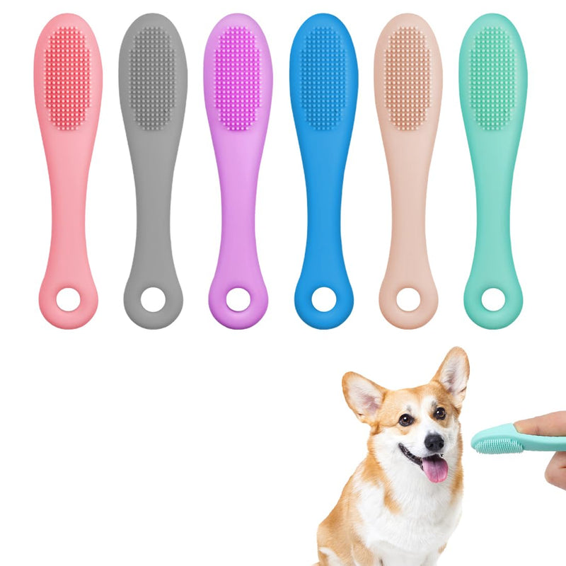 PLKSEI Pack of 6 Dog Toothbrush Silicone Pet Toothbrush Finger Toothbrush for Small Dogs Cats Dental Care - PawsPlanet Australia
