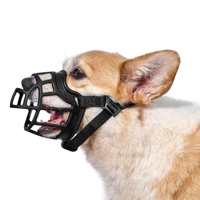 OneTigris muzzle, soft muzzle for dogs, durable rubber, adjustable webbing, suitable for muzzles of medium and large dogs, preventing barking, biting and chewing (M) M - PawsPlanet Australia