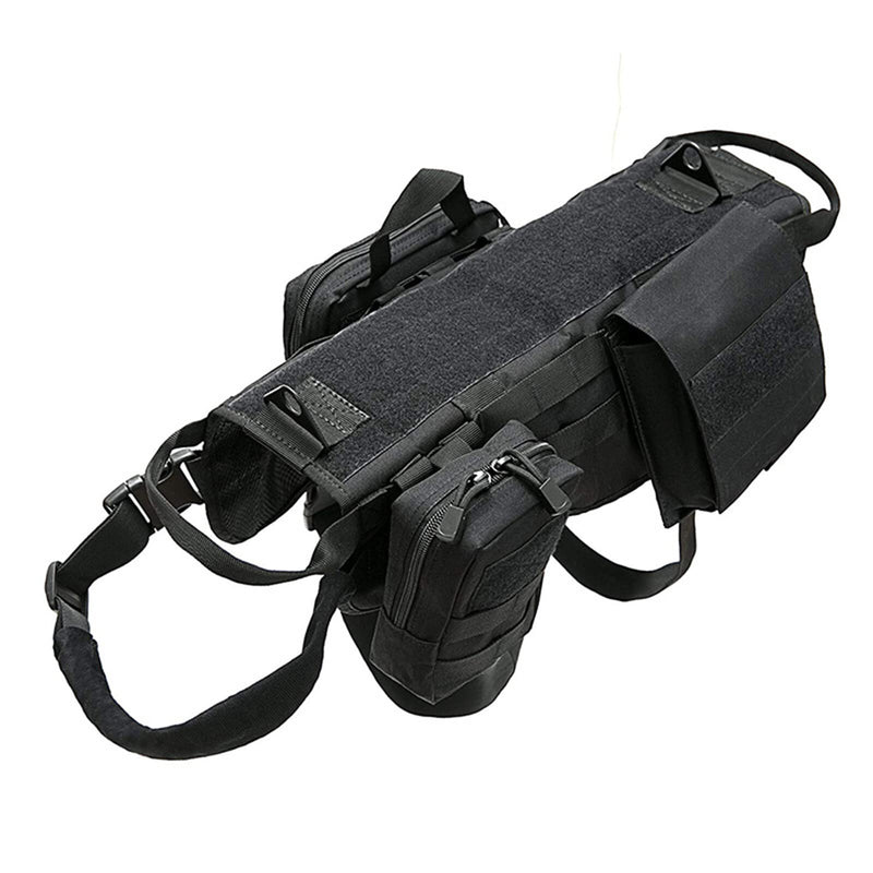 Tactical Dog Harness No-Pull Molle Type Dog Vest Harness with 3 Detachable Pockets Adjustable Breathable Pet Suit for Small Large Dogs Hiking Hiking Training Black Medium - PawsPlanet Australia