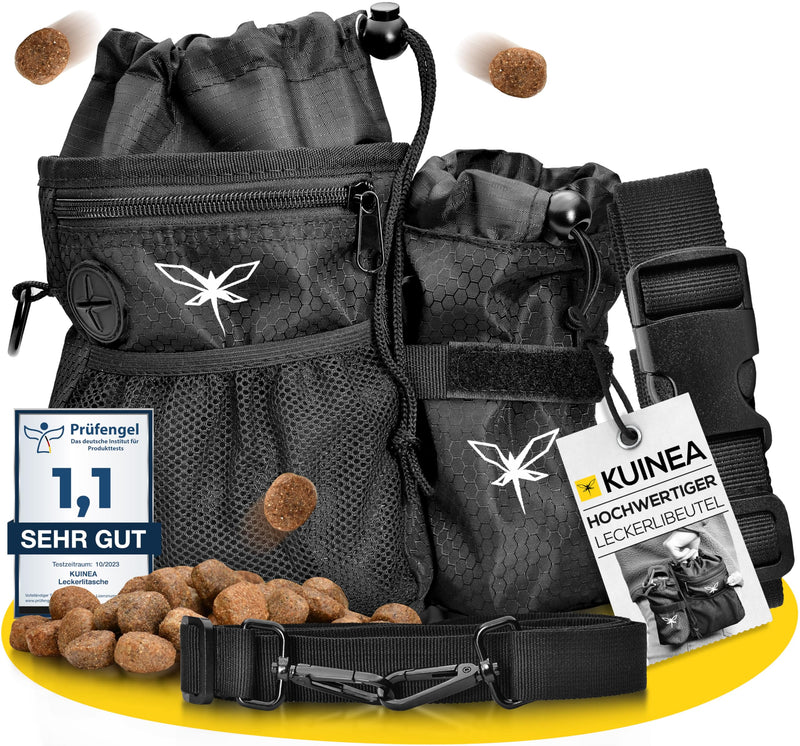 KUINEA treat bag for dogs to hang around the shoulder - practical dog treat bag - 4 carrying options - dog treat bag with poop bag dispenser - removable inner bag - robust and durable - PawsPlanet Australia