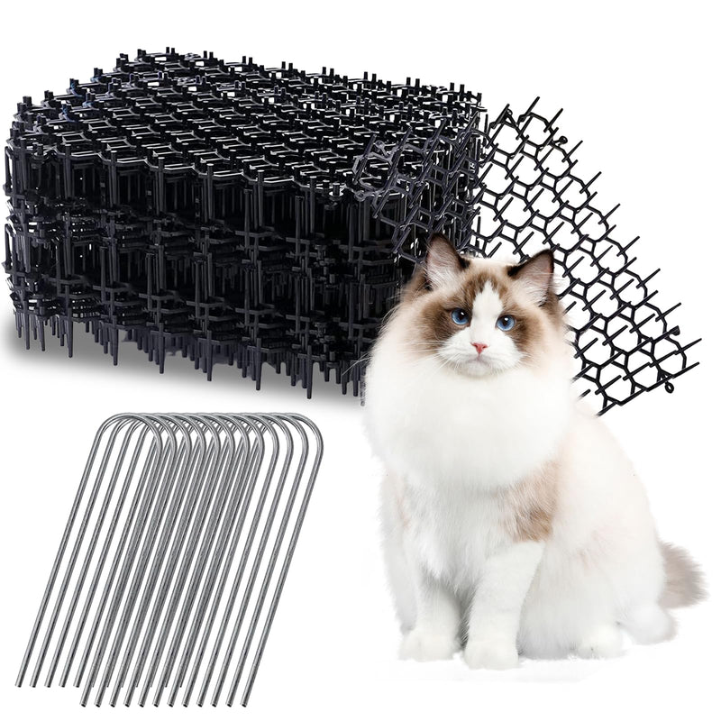 LSRVNM Pack of 15 thorn grid animal barrier cat repellent mat with 12 garden nails, cat deterrent grid, thorn grid against cats, cat guard with spikes - PawsPlanet Australia