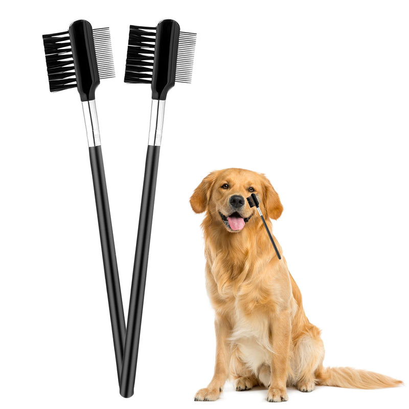 Pack of 2 tear stain removal comb, dog comb for removing tear stains, comb, dog eyes, double-sided comb for removing dog eyes, brush, grooming comb for small pets and cats - PawsPlanet Australia