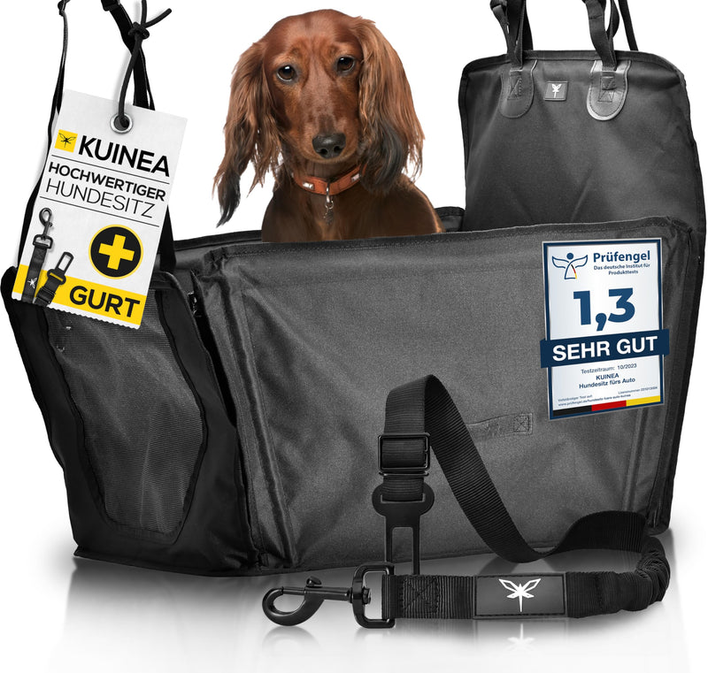 KUINEA dog seat car back seat with FREE dog belt for car - for small to medium-sized dogs - premium car seat dog safety belt - maximum safety - quick assembly - Dog Seat car - PawsPlanet Australia