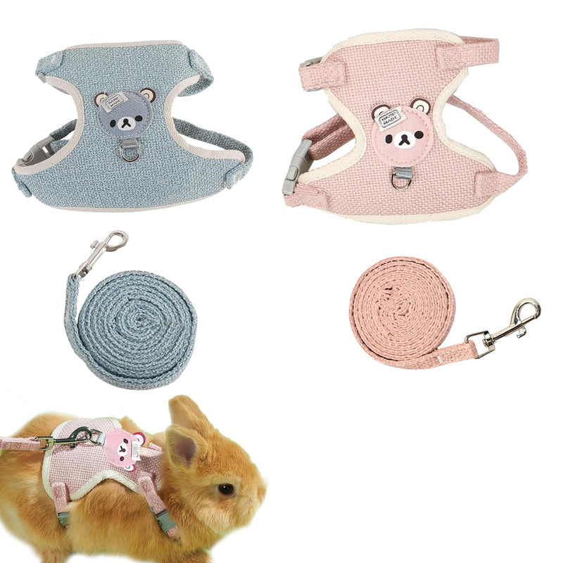 EnixwH Pack of 2 adjustable rabbit leashes, adjustable rabbit harnesses, adjustable cat harnesses, pet harnesses and leashes for rabbits, cats, small dogs and small pets - PawsPlanet Australia