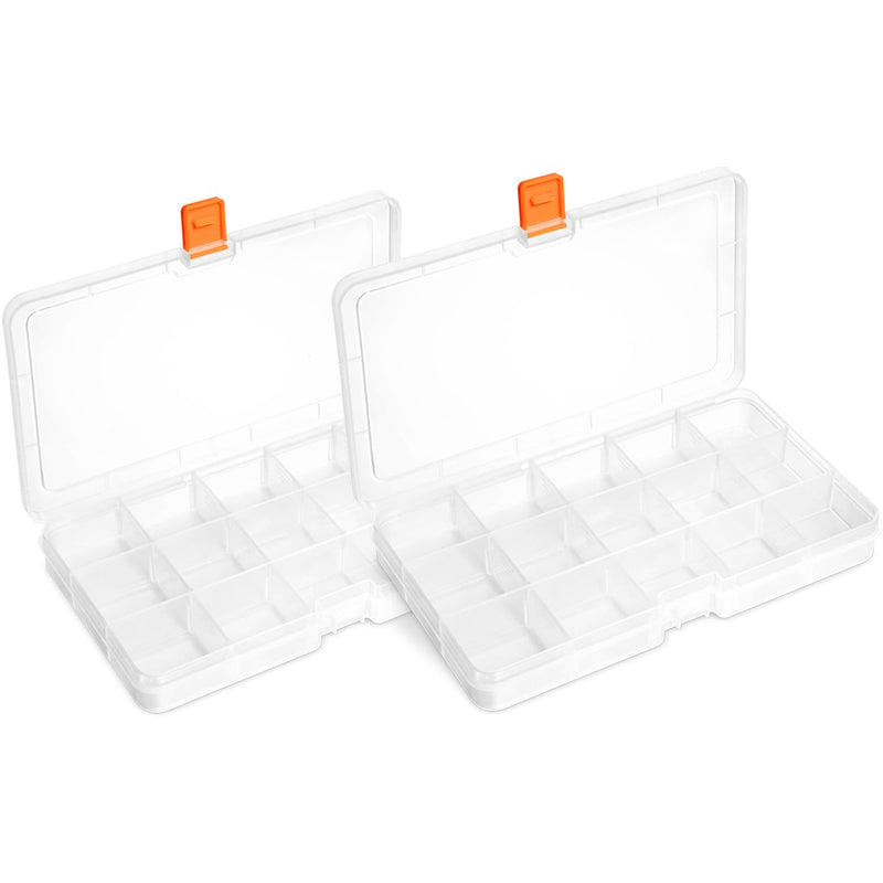NEW AMZoutdoor® 2 pieces mini storage boxes with 15 adjustable compartments | Sorting box | Assortment box | Pearl box | Screw box | Small parts box (2) - PawsPlanet Australia