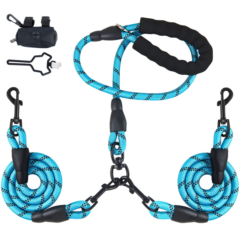LELE LIFE Double Dog Leash for Two Dogs Heavy Duty Reflective Double Leashes for 2 Dogs 360° Rotating Double Dog Leash Tangle Free Large Dogs and Medium Dogs with Blue - PawsPlanet Australia
