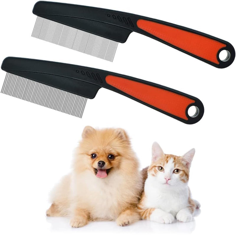 2-piece flea comb for cats, flea comb, flea comb for dogs, lice comb, flea comb, cat comb, pet comb, professional flea comb, stainless steel lice comb, dust comb for cats and dogs - PawsPlanet Australia
