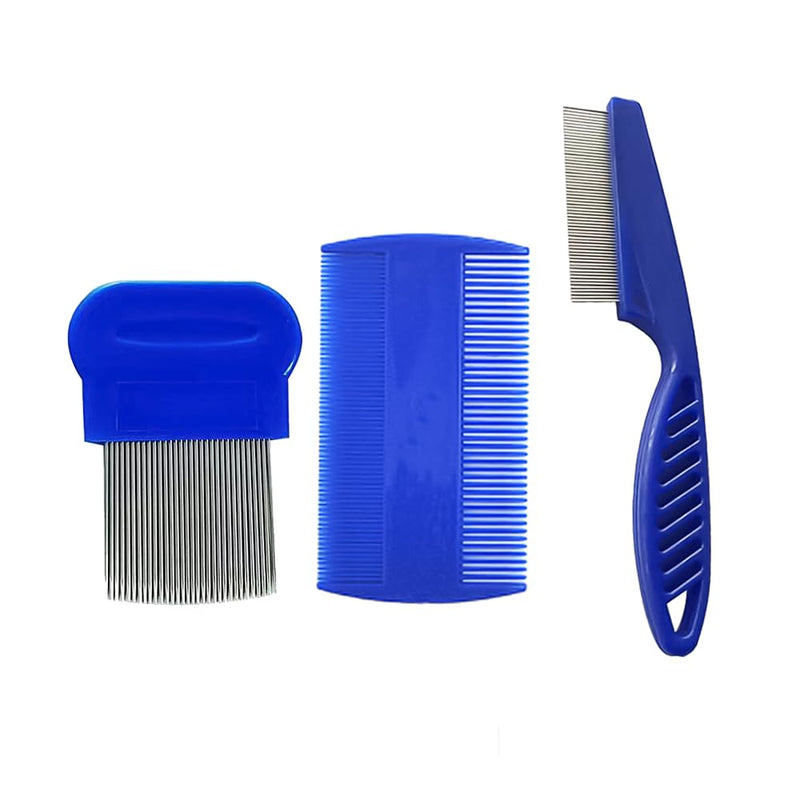 Lice comb, 3 pieces flea comb, lice comb, metal teeth lice comb, plastic double-sided nit comb - PawsPlanet Australia