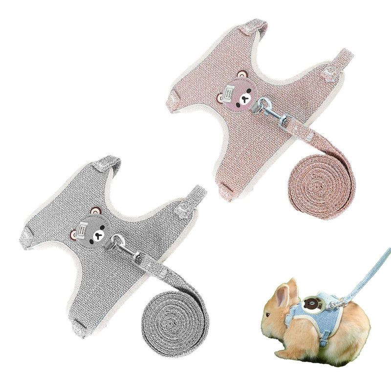 Pack of 2 Adjustable Rabbit Leash Breathable Vest Harness, Adjustable Rabbit Leash, Adjustable Soft Rabbit Harness with Elastic Leash for Small Animal Kitty Pet - PawsPlanet Australia