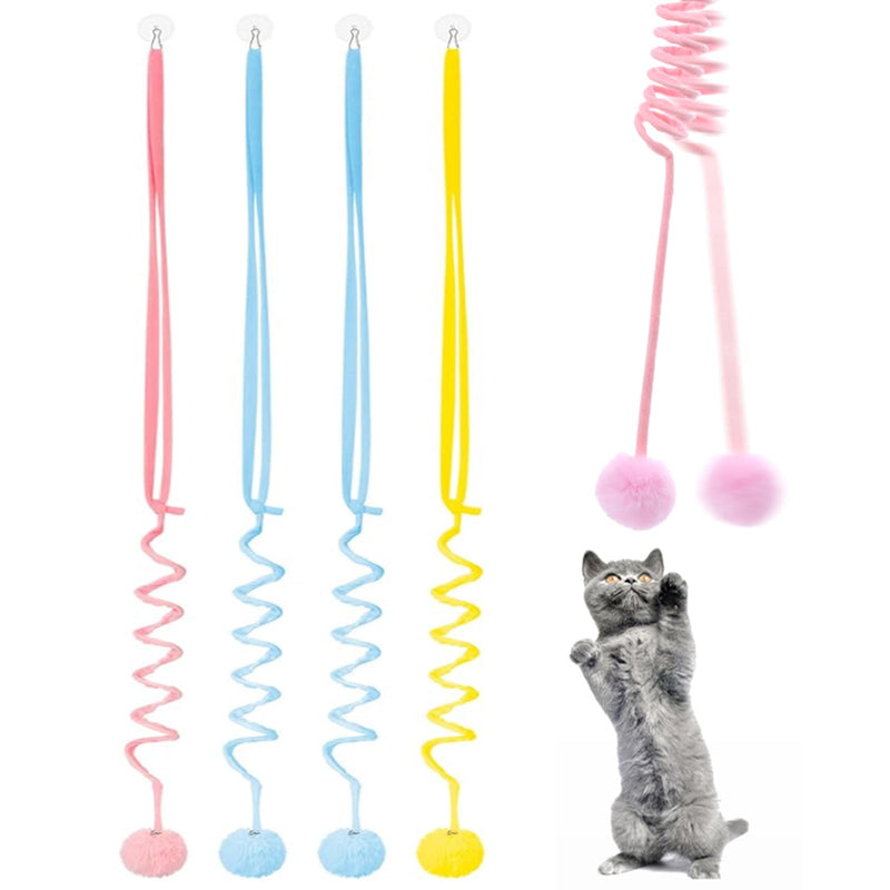 Pack of 4 cat toys for self-employment, cat toy door frame, interactive cat toy with spring, cat toy door hanging, bouncing retractable for cat exercise and against boredom - PawsPlanet Australia