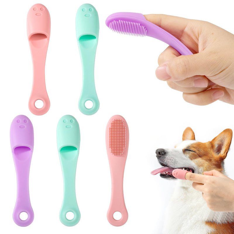 Silicone Toothbrush for Pets Pack of 6 Dog Toothbrush Reusable Pet Finger Toothbrush Long Handle Cat Dog Toothbrush for Small Dogs Cats Dental Care 10x2.5cm - PawsPlanet Australia