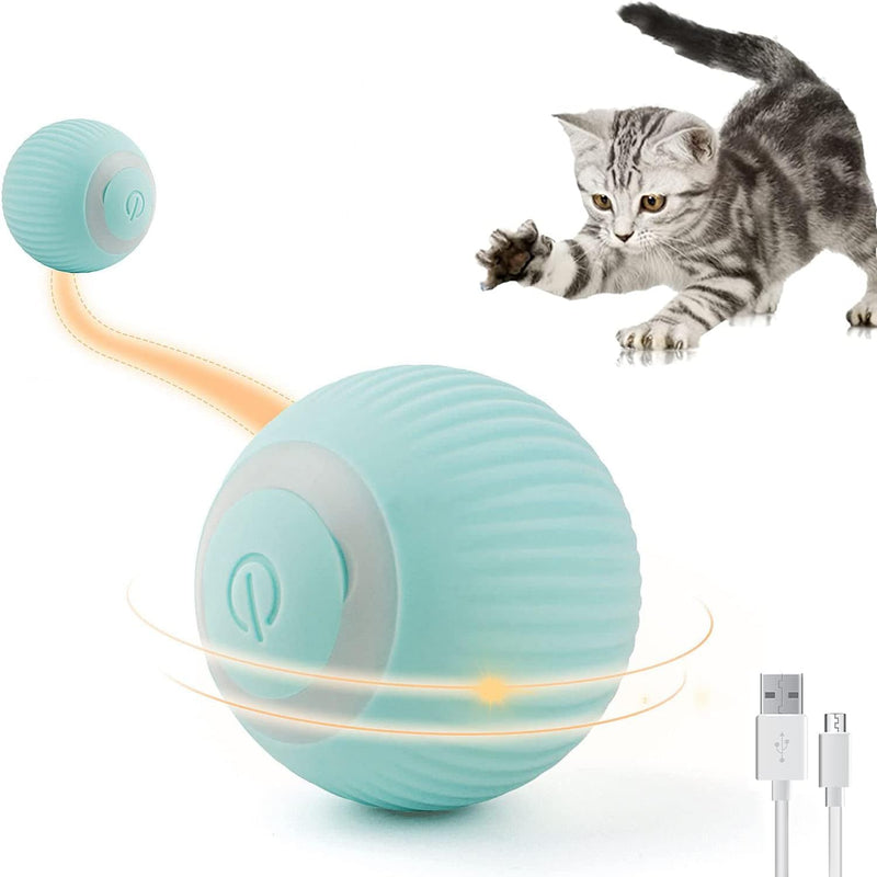 Cat Toy Electric with LED Light Cat Toy Self-employment 360 Degree Ball Interactive Cat Toy Self-Rotating Intelligent USB Rechargeable Cat Toy Ball Blue - PawsPlanet Australia