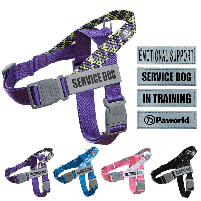 Paworld Dog Harness, Service Dog Harness, Norwegian Harness Dog, Safety Harness with 4 Reflective Patches, Adjustable Handle, for Walking, Training and Running (Purple, XS) Extra Small (Pack of 1) Purple - PawsPlanet Australia