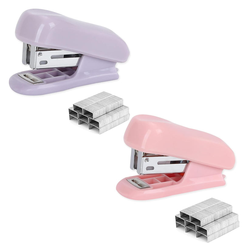 Pack of 2 mini stapler, small stapler, stapler, mini stapler with 800 standard 24/6 staples, office stapler, staple machine, small staples for school, home, office, organizing files - PawsPlanet Australia